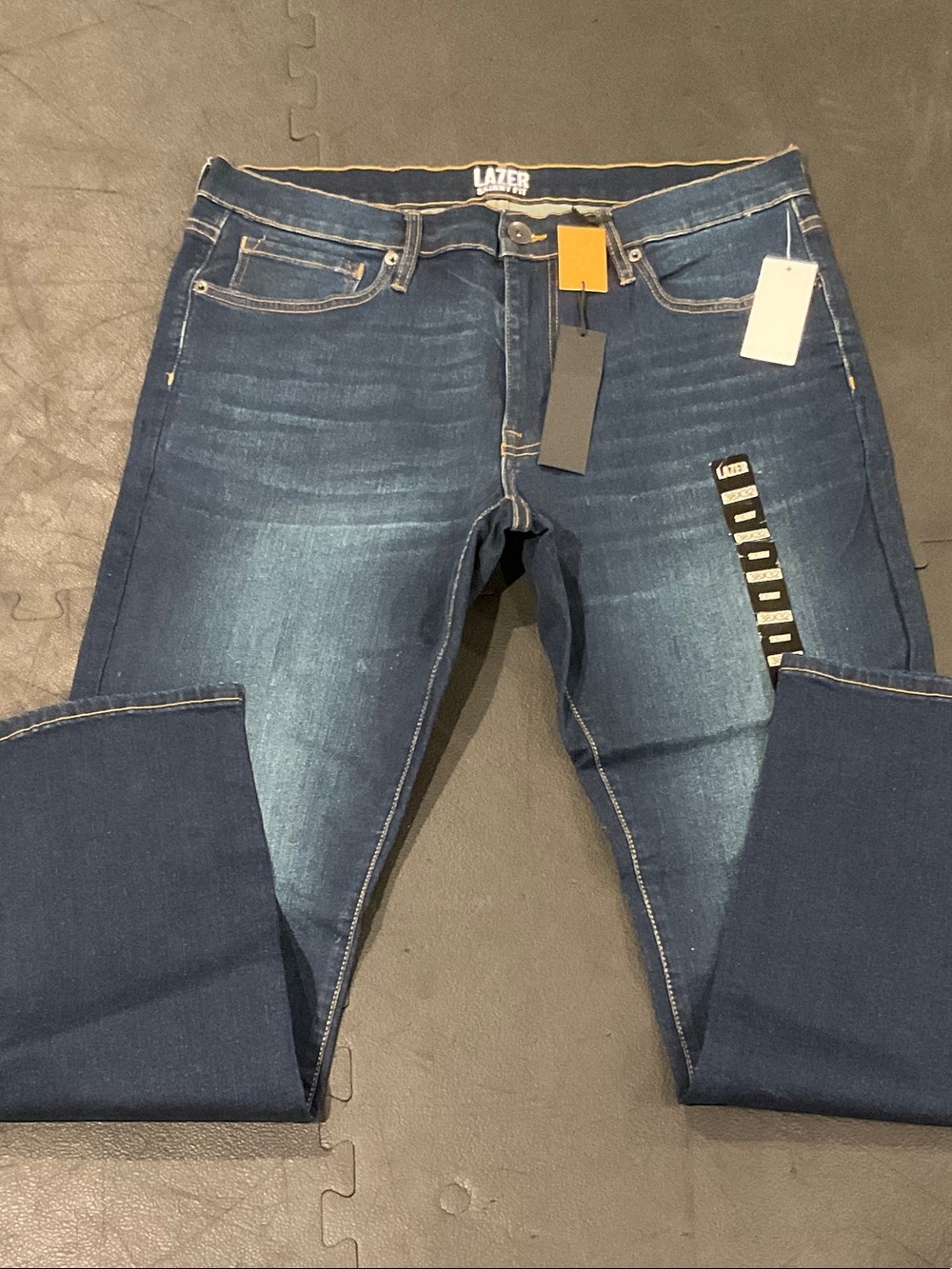 Lazer Slim Straight Jeans in Faded Dark Blue